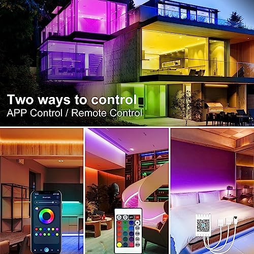 DAYBETTER LED Strip Lights 200ft (2 Rolls of 100ft), Color Changing Lights Strip for Bedroom, Desk, Indoor, Room Bedroom, Girl Boy Brithday Gifts RGB Decor with Remote and 24V Power Supply