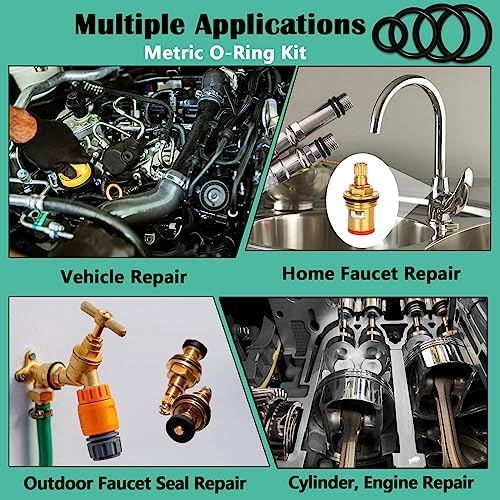 1540 Pcs 32 Size O-Rings Kit Nitrile Rubber O Ring Assortment with 4 Hook Set for Various Car Auto Vehicle Repair Plumbing Pressure Washer Air or Gas Sealing Connections Resist Oil and Heat