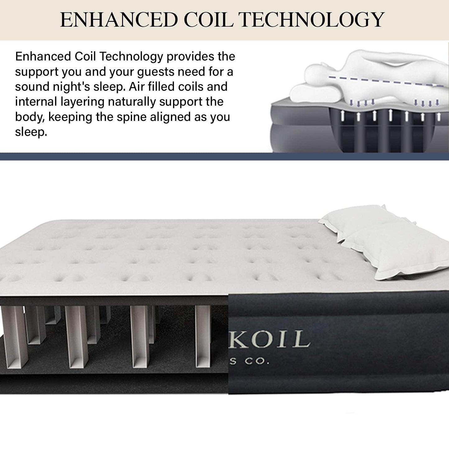 King Koil Pillow Top Plush Full Size Air Mattress with Built-in Pump for Home, Camping & Guests, 16" Inflatable Airbed Luxury Double High Adjustable Blow Up Bed, Waterproof, 1-Year Warranty