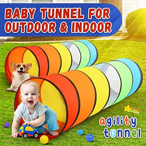 Moncoland Kids Play Tunnel Tent for Toddlers, Pack of 2 Colorful Pop Up Crawl Tunnel Toy for Baby or Pet, Collapsible Gift for Boy and Girl Play Tunnel Indoor and Outdoor Game