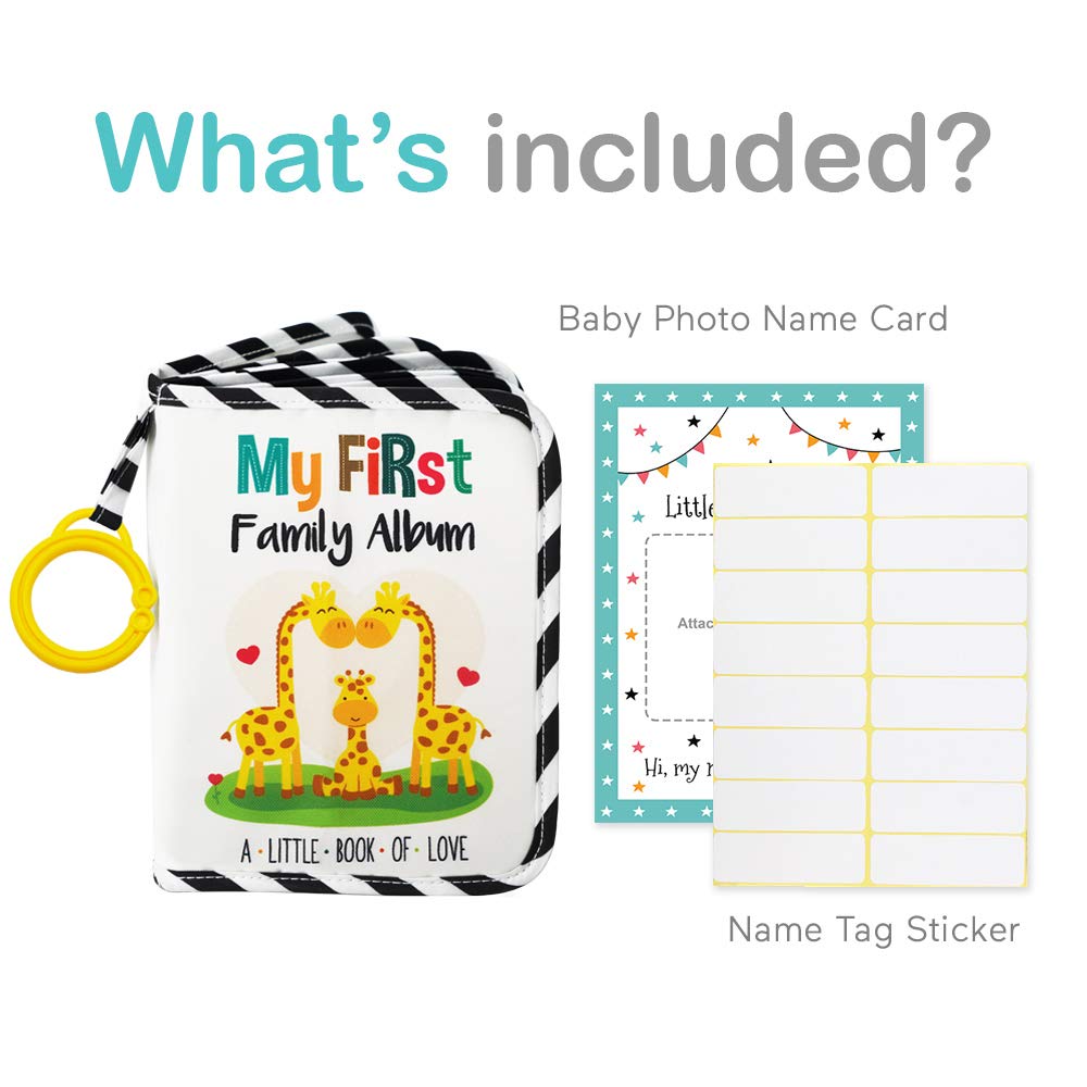 Urban Kiddy™ Baby's My First Family Album | Soft Photo Cloth Book Gift Set for Newborn Toddler & Kids (Giraffe)