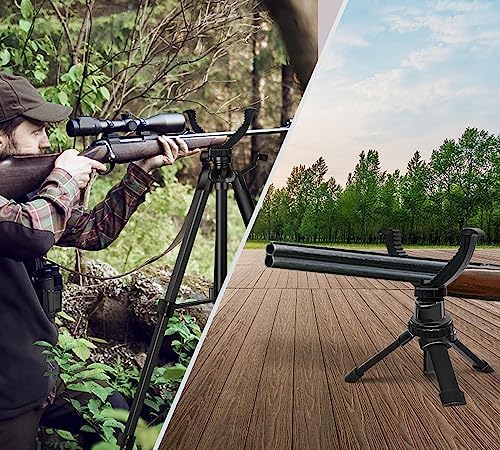 Spotting Scope Tripod, Shooting Tripod and Compact Shooting Stand Rest Hunting V Yoke, with Binoculars Adapter and Removable 360° Rotate Fluid Head, Perfect for Binoculars, Spotting Scope, Shooting