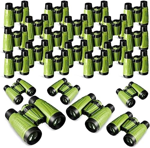Libima 24 Pcs Binoculars for Kids Educational Compact Kids Binoculars with Neck String Toddler Telescope for Boys Girls Learning Bird Watching Camping Hiking Travel Safaris Birthday Gifts(Green)