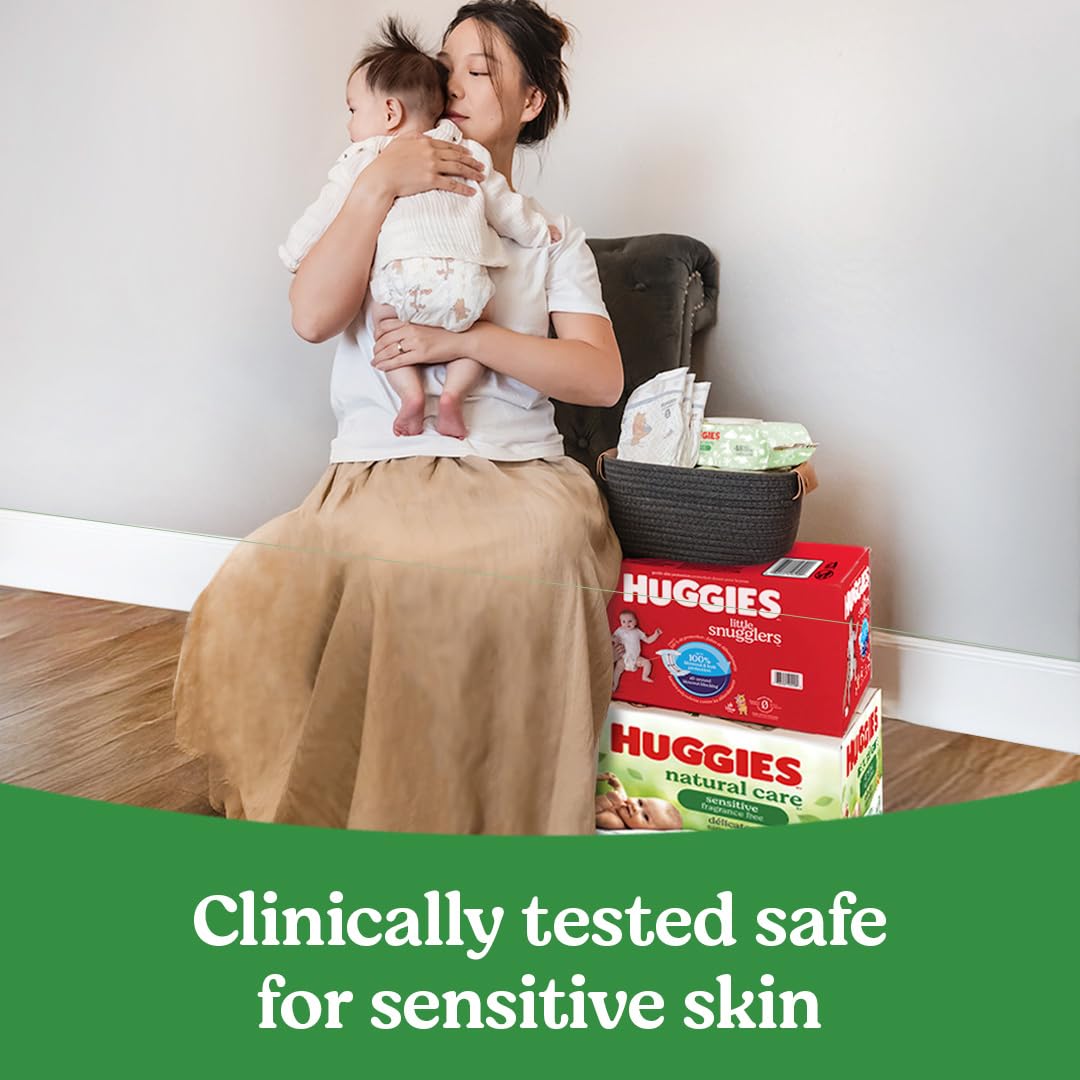 Huggies Natural Care Sensitive Baby Wipes, Unscented, Hypoallergenic, 99% Purified Water, 3 Refill Packs (528 Wipes Total)