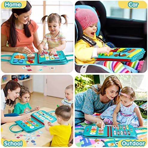 Toddler Busy Board - Montessori Toys for Toddler Boy Birthday Gift, Educational Learning Sensory Busy Book for Toddlers Boys, Airplane Car Travel Activities Toy for Toddlers