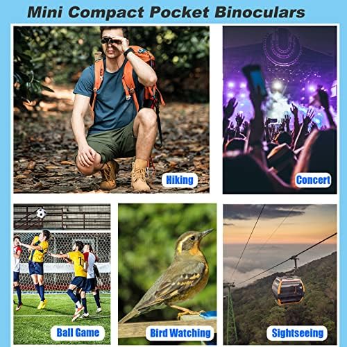 8x21 Mini Compact Pocket Binoculars, Lightweight Foldable Easy Focus Small Binoculars for Adults Kids Bird Watching,Opera Concert, Travel, Hiking, Outdoor Scenery, Football Game