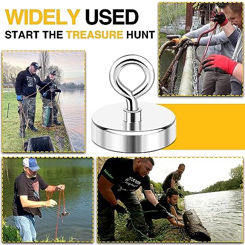 DIYMAG Neodymium Fishing Magnets, 1500lbs (680KG) Pulling Force Rare Earth Magnet with Countersunk Hole Eyebolt Diameter 4.72Inch (120mm) for Retrieving in River an Magnetic Fishing