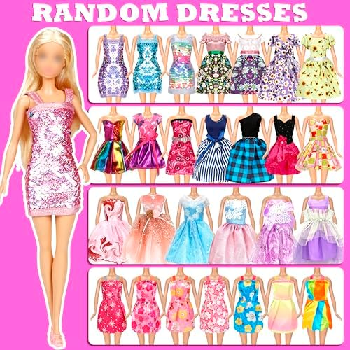 71 Pcs Doll Clothes and Accessories, 5 Wedding Gowns 9 Fashion Dresses 3 Tops 3 Pants 3 Bikini Swimsuits 20 Shoes for 11.5 inch Doll Christmas Stocking Stuffers Girls Gift Age 5-7 8-10