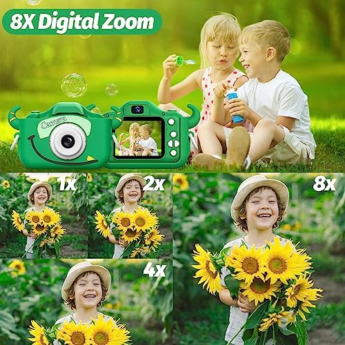 Goopow Kids Camera Toys for 3-8 Year Old Girls Boys,Children Digital Video Camcorder Camera with Cartoon Soft Cover, Best Chritmas Birthday Festival Gift for Kids - 32G SD Card Included