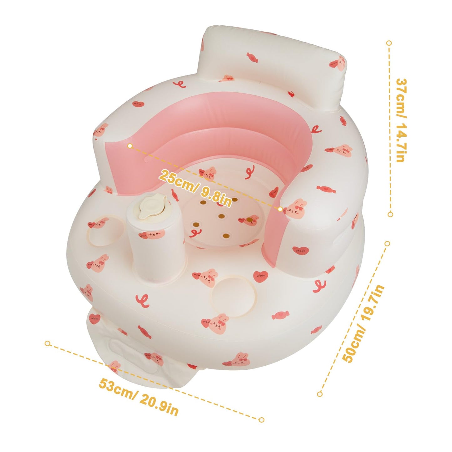 EKEPE Inflatable Baby Chair with Built in Air Pump, Sit me Up Floor Seat for Baby 3 Months & Up, Blow Up Baby Seats for for Infants for Sitting Up - Bunny