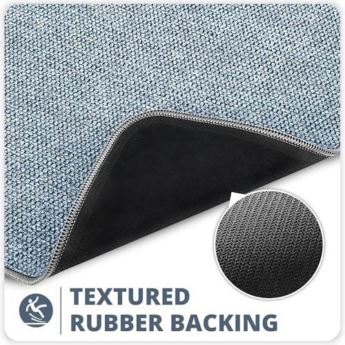 Bath Mat,Ultra Thin Bathroom Rugs,Rubber Bath Mats for Bathroom,No Slip Bath Rugs,Quick Dry,Machine Washable,Low Pile,Absorbent,Shower Outside,Sink,Home Decor Accessories.Blue,1'5"x2'3"(17x27inch)