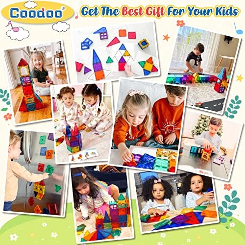 60 PCS Magnetic Building Tiles Kids Toys STEM Magnetic Blocks Sensory Toys Kids Games Magnet Building Toy for Boys and Girls Aged 3+, Kid Brain Development Preschool Kindergarten Toddler Toy