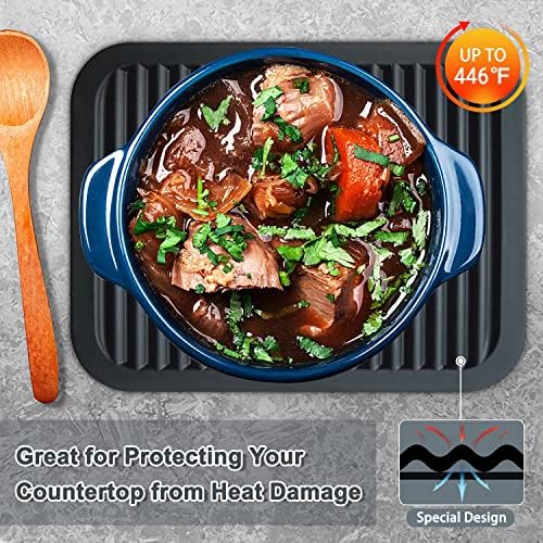 Walfos Silicone Trivets for Hot Pots and Pans - 446°F Heat Resistant Hot Pads for Kitchen Counter- 4 Pcs Multi-Purpose & Versatile Trivet Mat - Long-Lasting & Flexible Silicone Hot Pad(Black)