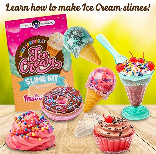 Original Stationery Sweet Sprinkles Ice Cream Slime Kit for Girls – DIY Craft Set for Sundae, Donut & Cupcake Ice Cream Play, Ages 8-12