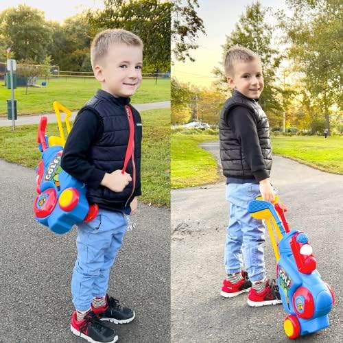 Liberry Toddler Golf Set with Putting Mat for 2 3 4 5 Years Old Boys Girls, Upgraded Kids Golf Cart with Unique Shoulder Strap Design, Indoor and Outdoor Golf Toys
