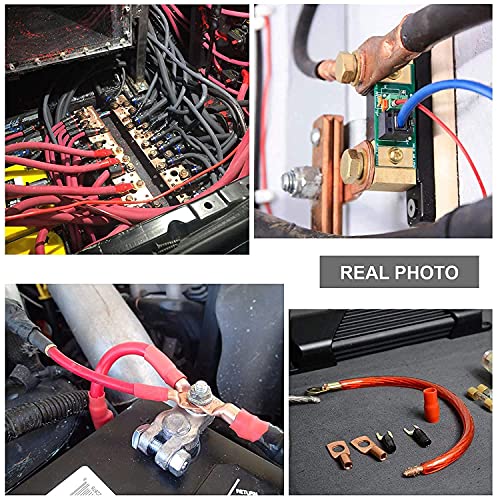 TKDMR 20pcs 2/0 AWG-5/16 Battery Lugs,Heavy Duty Wire Lugs,Ring Terminals,Battery Cable Ends,0 Guage terminals,Battery Terminal Connectors with 20pcs 3:1 Heat Shrink Tubing