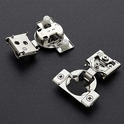 Ravinte 60 Pack (30 Pairs) 1/2 Inch Overlay Soft Close Hinges for Kitchen Cabinets - Satin Nickel Hidden Concealed Hinge, Stainless Steel, Self Closing