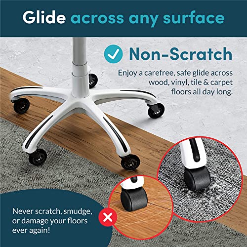 Lifelong Office Chair Wheels Replacement Rubber Chair Casters for Hardwood Floors and Carpet, Set of 5, Heavy Duty Casters for Chairs to Replace Office Chair Mats - Fits 98% (10 Pack)