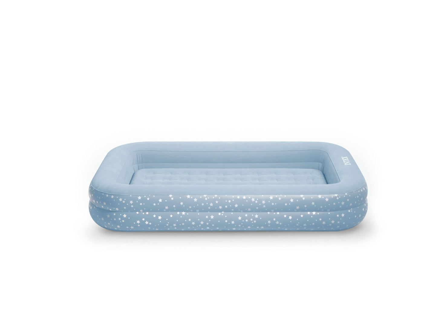 Intex 66810FL Inflatable Kidz Travel Bed Set, Includes Hand Pump and Carry Bag, Removable Mattress, Quick Inflation, Indoor Use, 42in x 66in x 10in, Blue with Star Print Frame