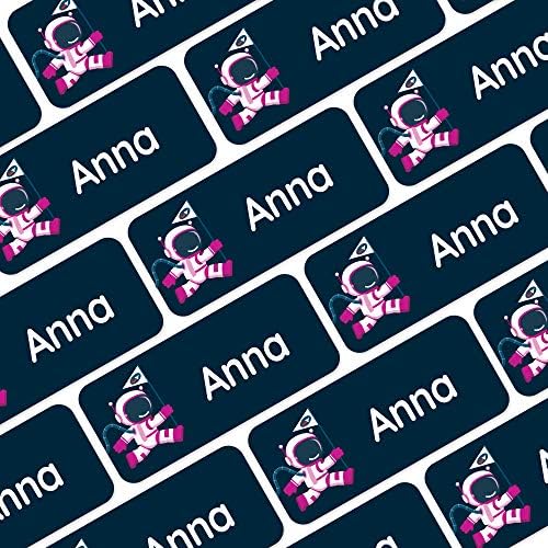 โ Personalized Name Labels for Kids (120) โ Waterproof & Durable Stickers for Clothing, School & Daycare Items - Space