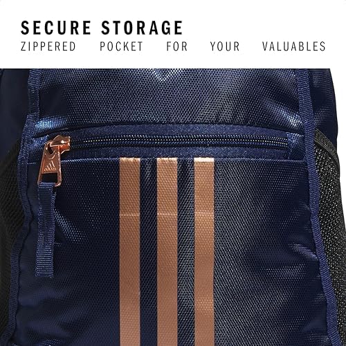 adidas Alliance Sackpack, Drawstring Backpack, Lightweight Small Gym Bag for Women and Men, Dark Blue/Rose Gold, One Size