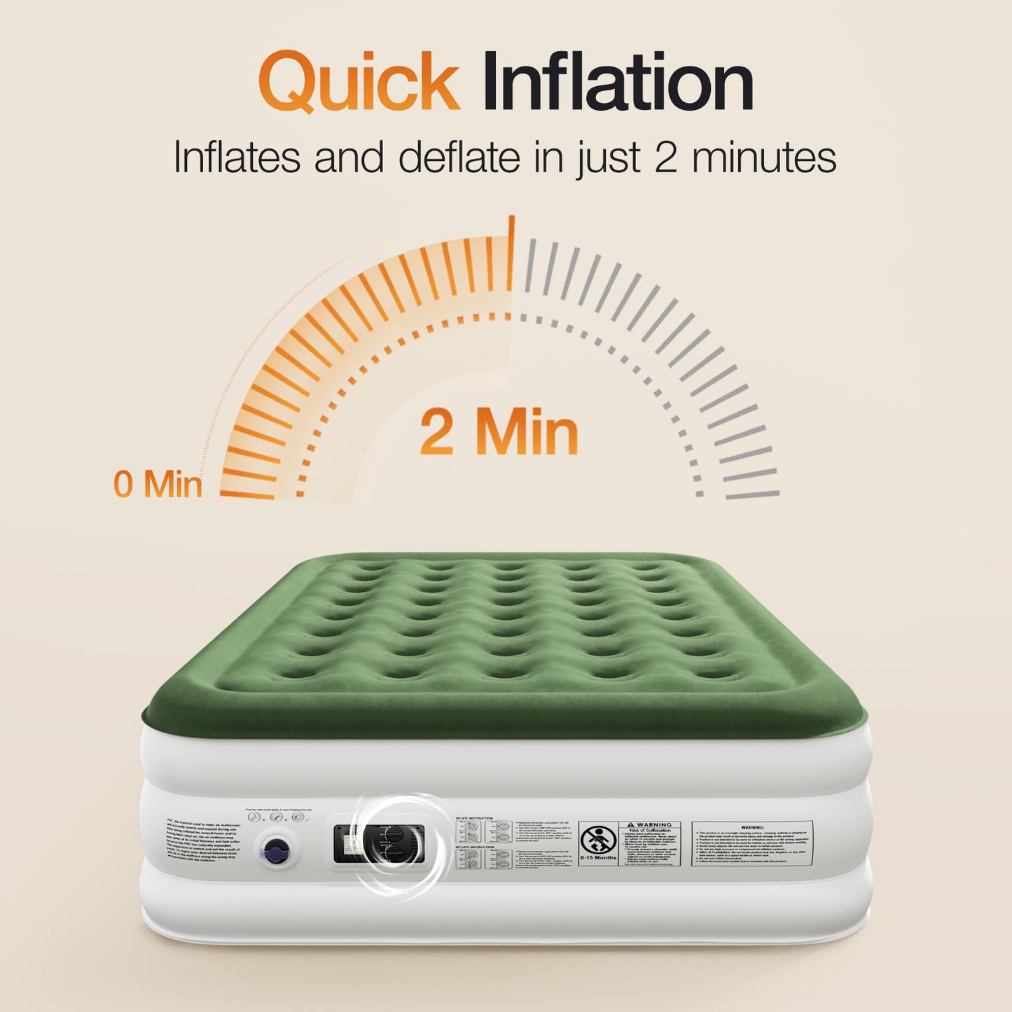 Zearna Air Mattress Queen with Built in Pump - Upgraded Blow Up Bed, 2 Mins Quick Self Inflatable with Double Air Chamber, 18"/650lbs Max, All Night No Lost Air, for Camping,Home,Portable Travel