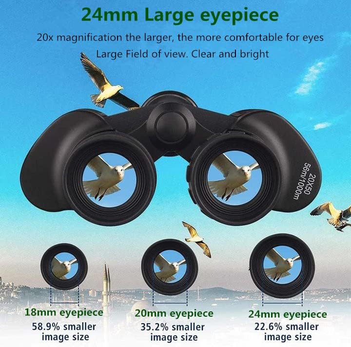 Binoculars for Adults 20x50 High Power Low Light Waterproof HD Compact Binoculars,BAK4 Prism FMC Lens for Bird Watching Hunting Travel Football Stargazing
