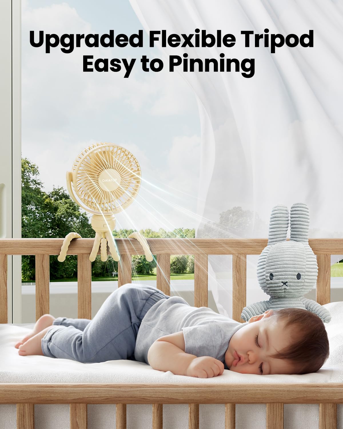 Gaiatop Mini Electric Fan with 5.5mm Gaps, Rechargeable, Detachable, 360 Rotate, 3 Speed, Yellow