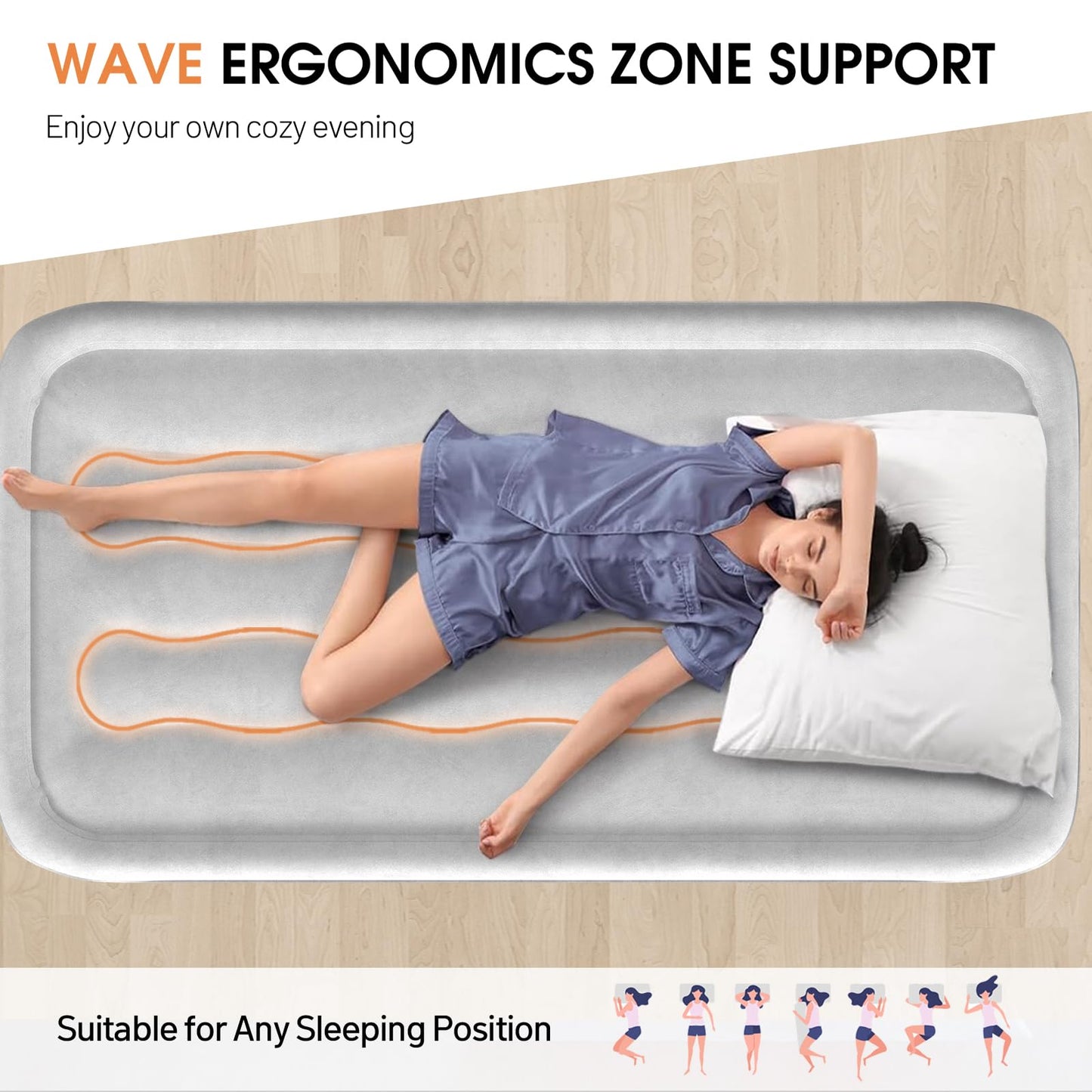 DIVON Twin Air Mattress with Built in Pump Raised,18” Inflatable Mattress with Wave Design,Blow Up Mattress in 2 Mins,Single Twin Size Air Mattress for Guest, Thicker AirBed,Colchon Inflable-330Lbs