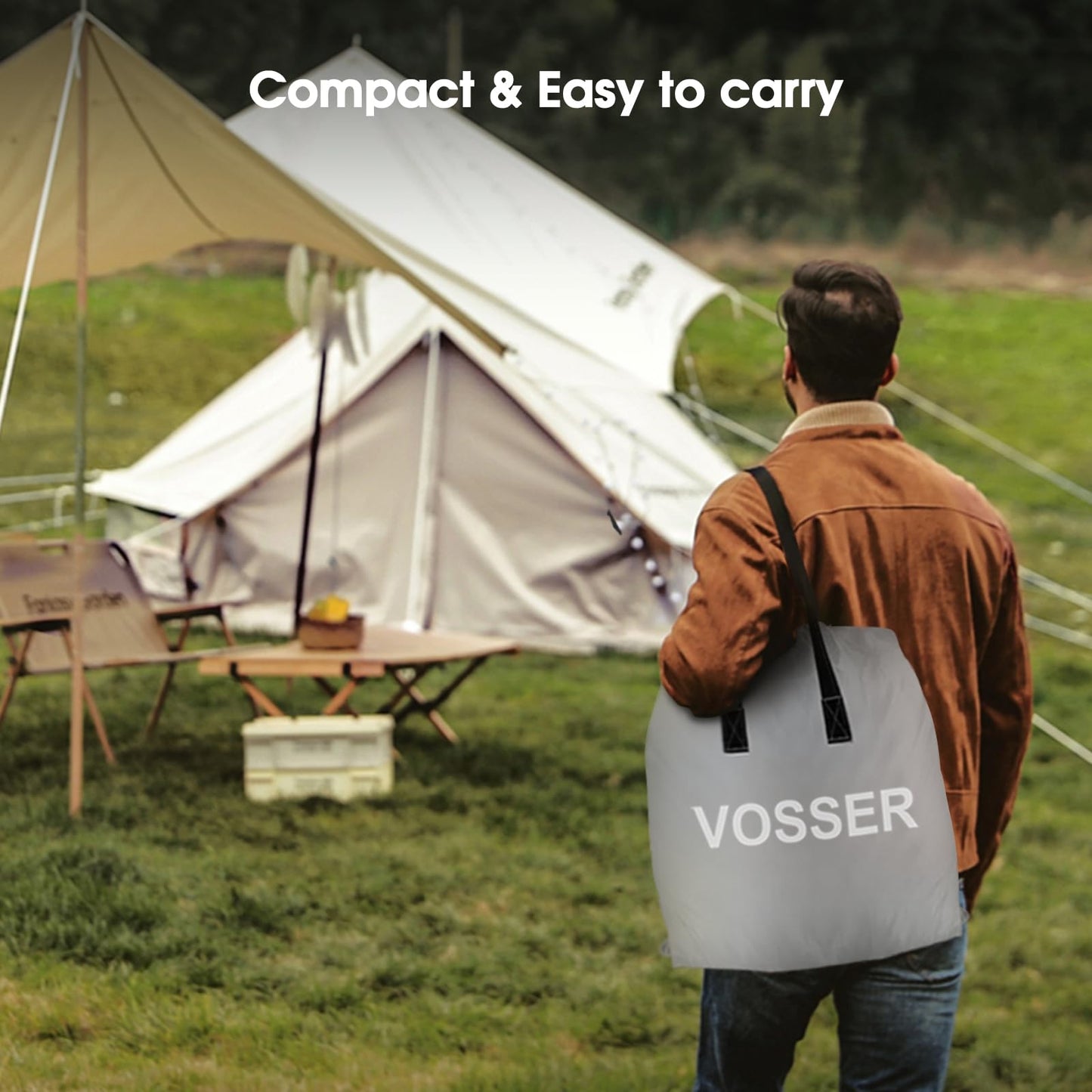 VOSSER Air Mattress Full with Built in Pump,18''Inflatable Mattress of Upgraded Vertical Beams,Self Inflatable/Deflation Blow Up Mattress in 3 Mins,Flocked Top Airbed with Carry Bag for Home, Camping