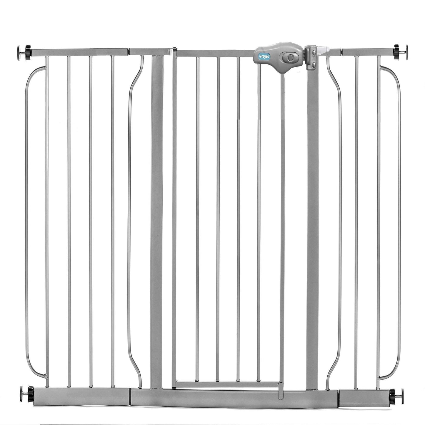 Regalo Easy Step 49-Inch Extra Wide Baby Gate, Includes 4-Inch and 12-Inch Extension Kit, 4 Pack of Pressure Mount Kit and 4 Pack of Wall Mount Kit, Platinum - Total Pack of 1