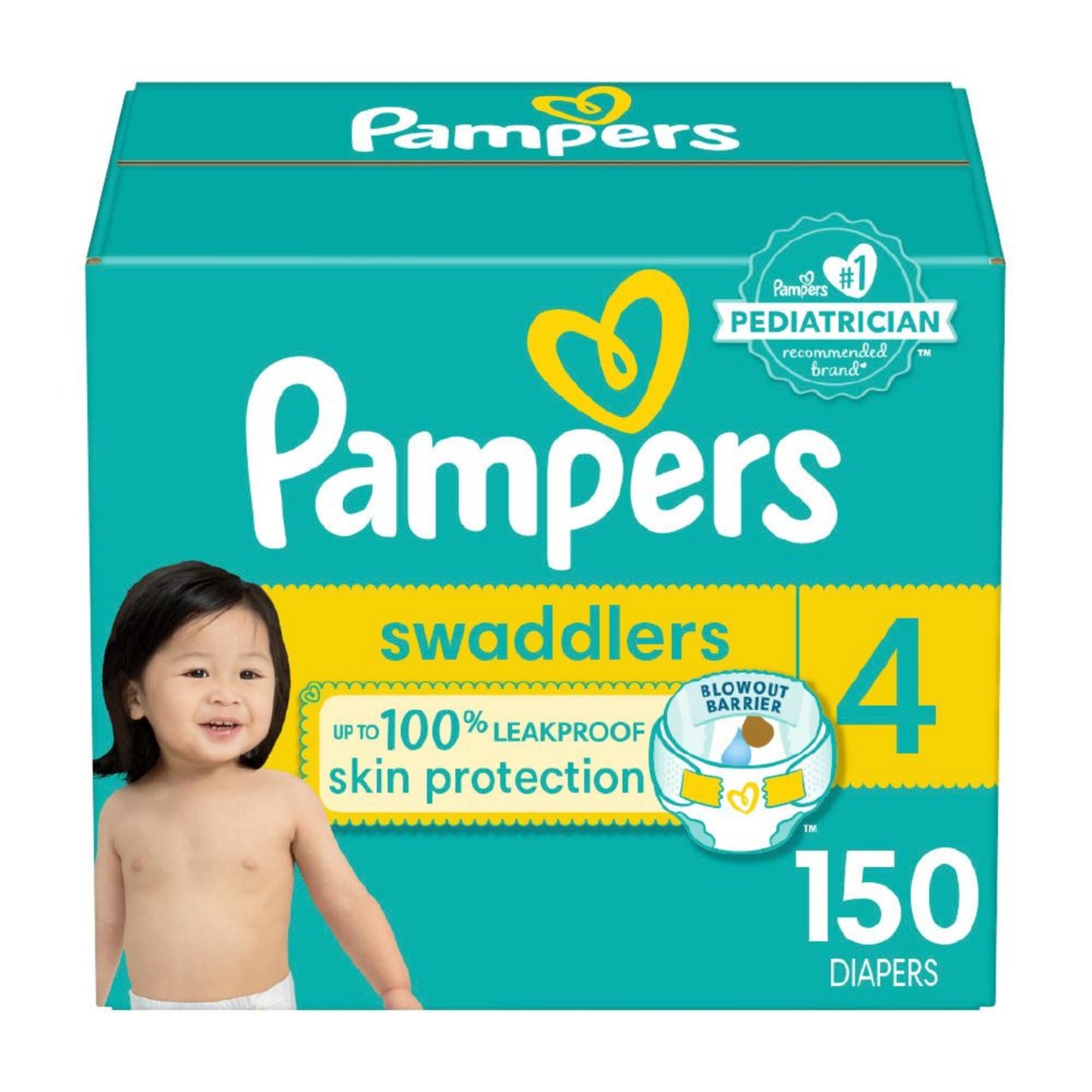 Pampers Baby Diapers - Swaddlers - Size 4, 150 Count, Ultra Absorbent Disposable Infant Diaper