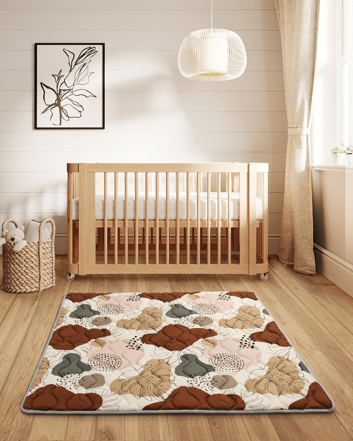 Blissful Diary Baby Play Mats for Floor, 47x47 Playpen Mat, Thicken Cushioning Padding Foam Playmate for Baby and Toddlers Infants, Non-Slip & Machine Washable, Boho Design