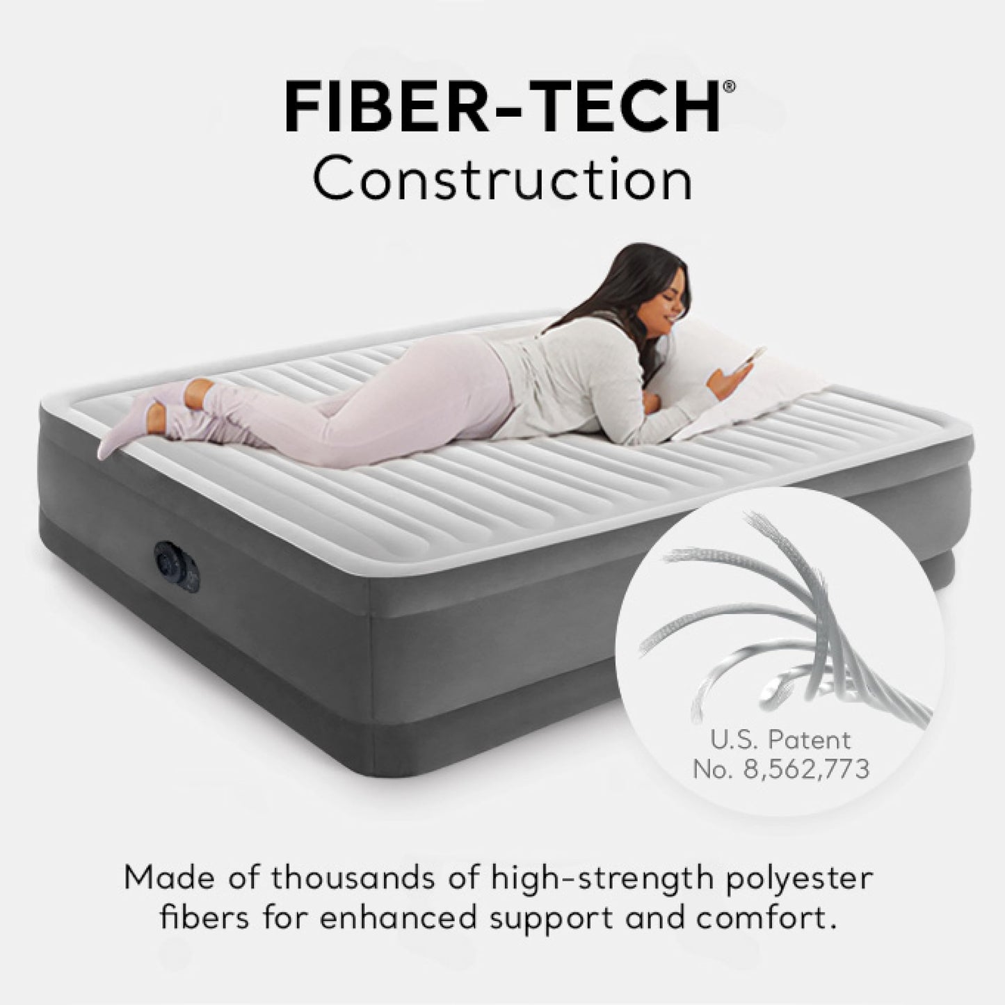 Intex 18" Inflatable King Air Mattress, Elevated Premium Comfort with Built-in Pump, Self-Inflating Portable Blow-Up Airbed for Guest Bed or Camping