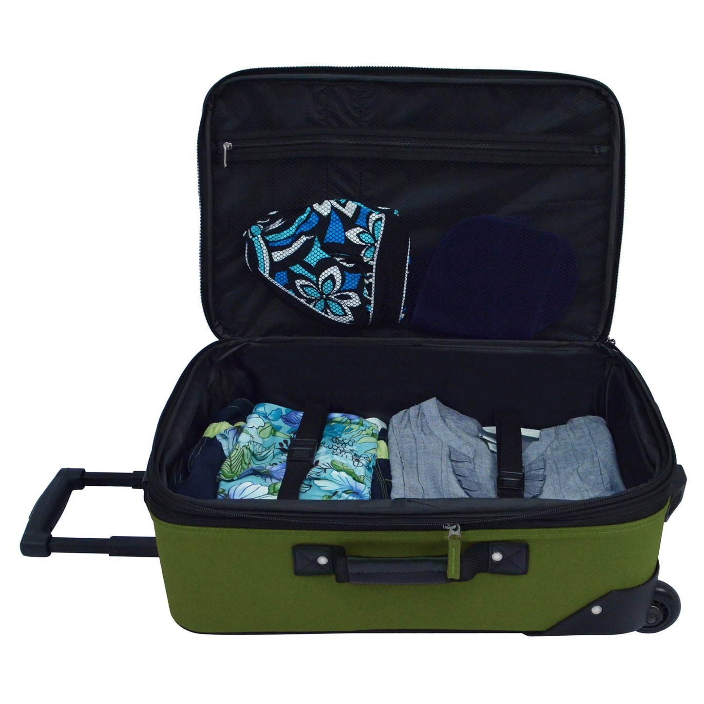 U.S. Traveler Rio Lightweight Carry-On Suitcase 20" Softside Expandable Design, Durable, Business and Travel, Evergreen, Set