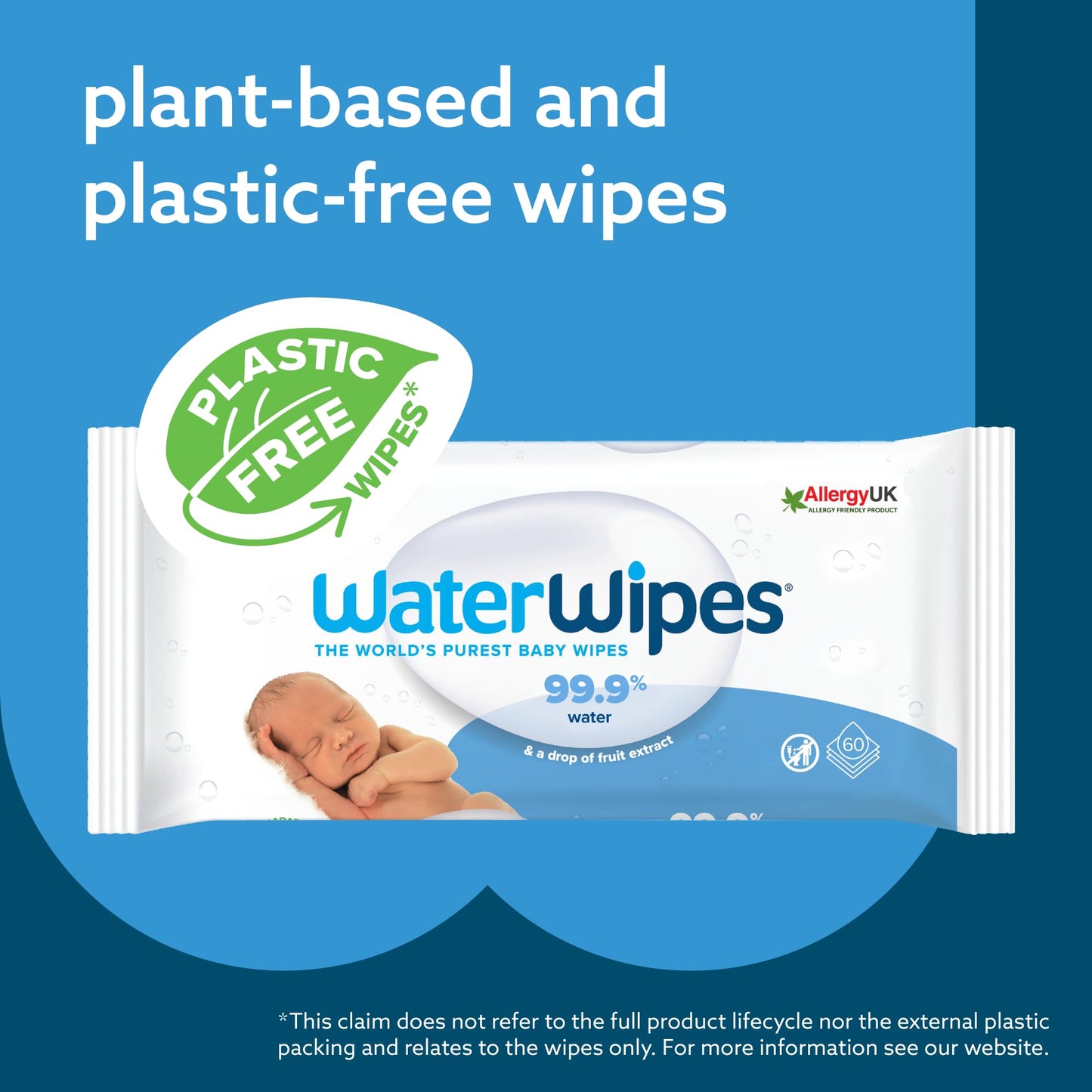WaterWipes Sensitive+ Newborn & Baby Wipes, 3-In-1 Cleans, Cares, Protects, 99.9% Water, Unscented & Hypoallergenic, 540 Count (9 Packs)