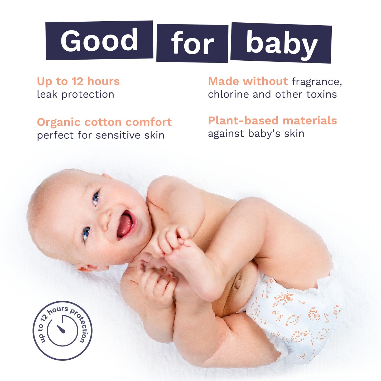 Pura Size 4 Diapers, 66 Count, Unisex, Organic Cotton, Leak-Free, Plant-Based, Dermatologically Tested, Allergy-Certified, Carbon Neutral, B-Corp