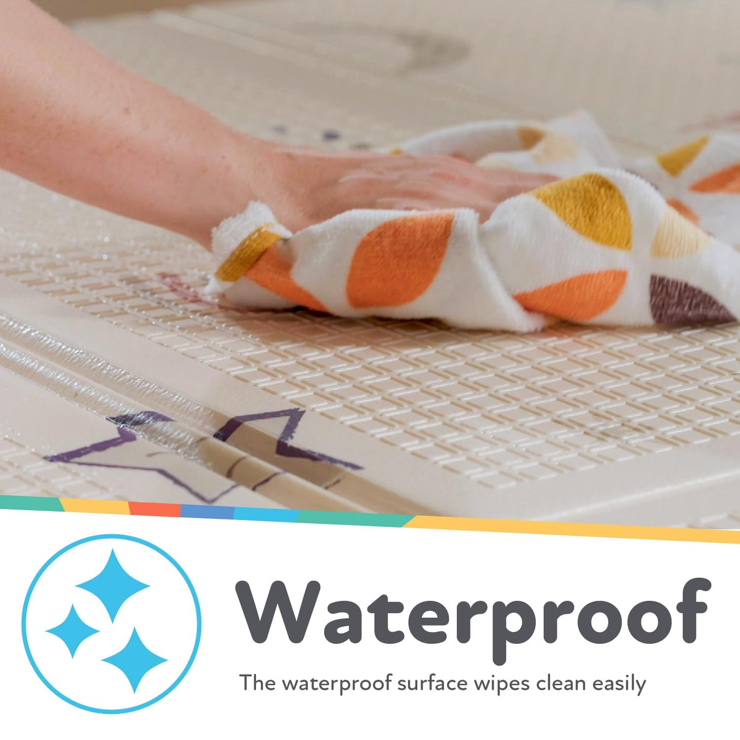 Nuby Reversible Baby Floor Mat, 77" x 58" - Foldable and Lightweight Baby Play Mat for Floor - Easy Storage and Travel - Safari