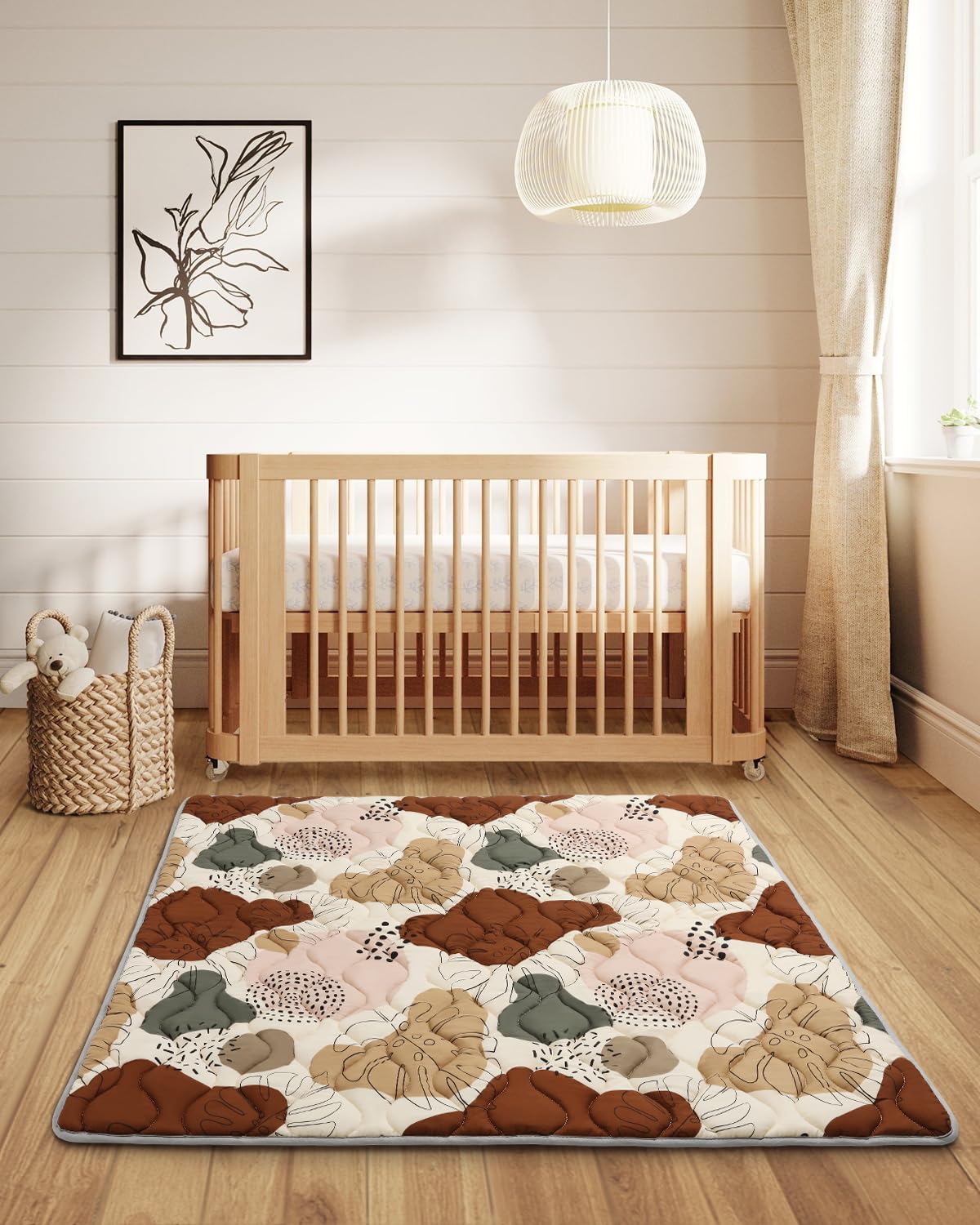 Blissful Diary Baby Play Mats for Floor, 50x50 Crawling Mat for Playpen, Thicken Soft Padding Foam Playmats for Babies and Toddlers Infants, Foldable and Machine Washable, Boho Design