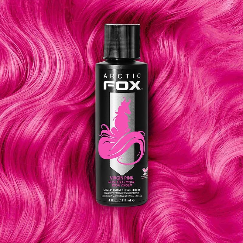 Arctic Fox Semi-Permanent Hair Dye, Vegan & Cruelty-Free, Vibrant Hot Pink Color, Ammonia-Free, Peroxide-Free, Conditioning Formula, for All Hair Types, Virgin Pink, 4 fl oz (Pack of 2)