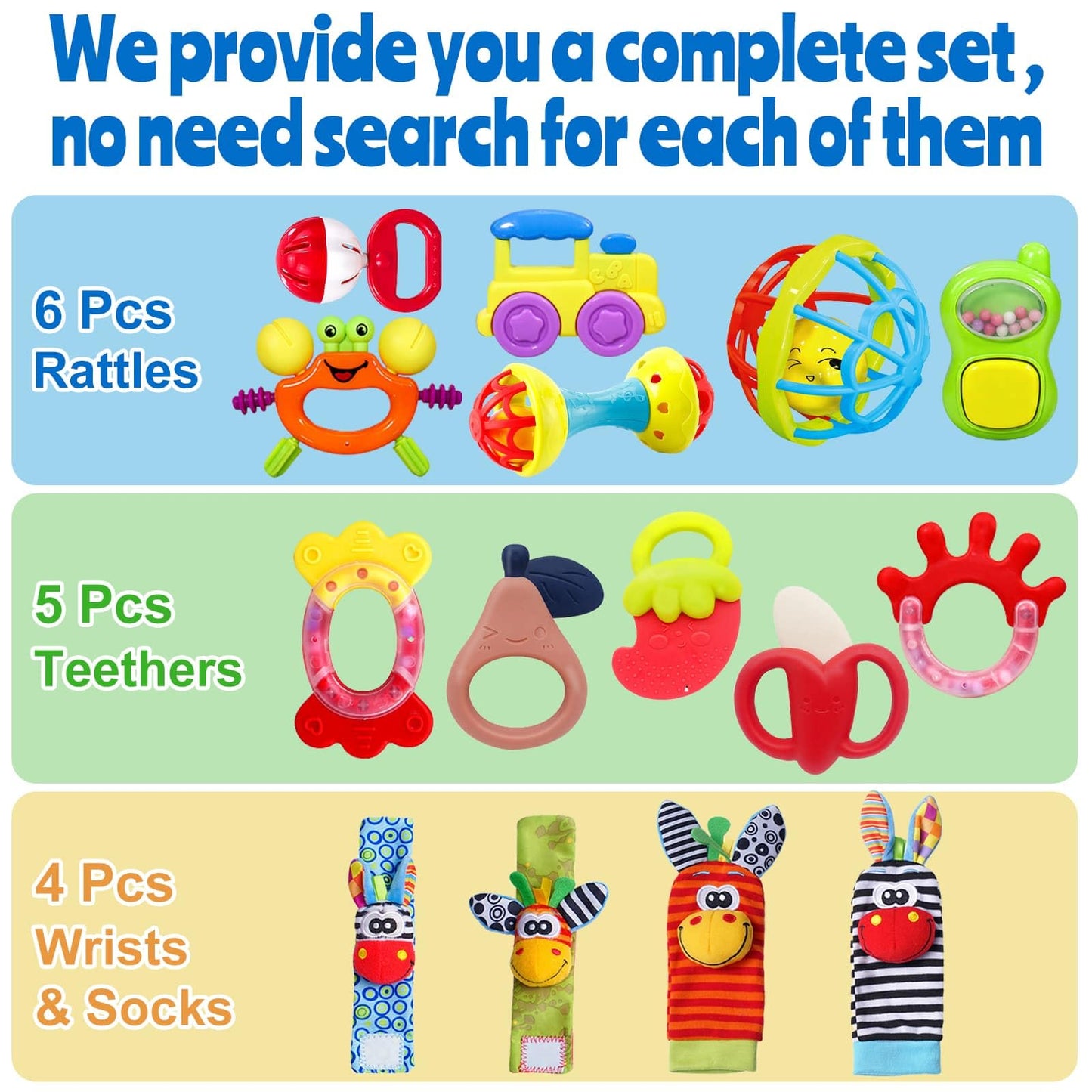 Baby Rattles 0-6 Months: Baby Toys Rattles for Babies 6-12 Months Infant Toys 0-3 Months Newborn Toys Teething Toys 3-6 Months - Baby Rattle Socks Baby Gifts for Boy Girl