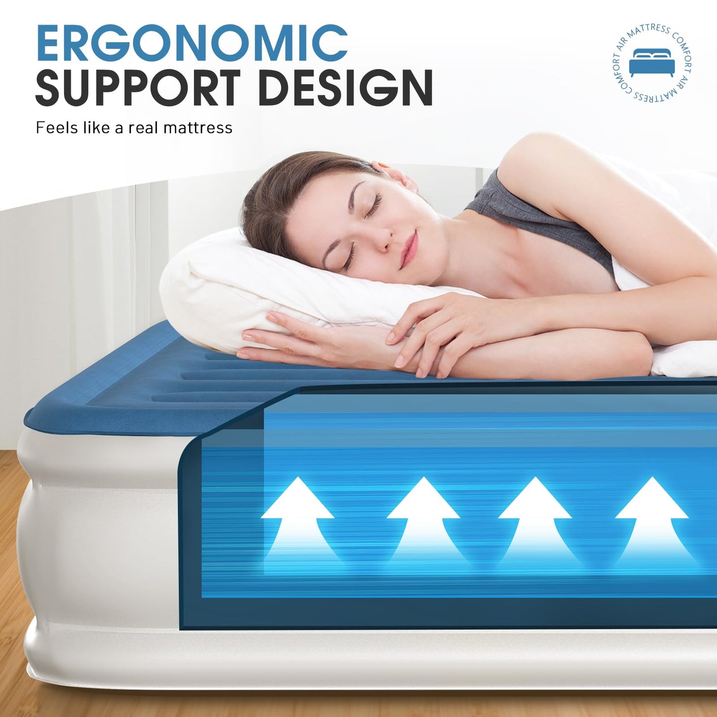 DIVON Air Mattress Queen with Built in Pump,18'' Raised Self Inflatable Mattress,Foldable Blow Up Mattress in 3 Mins,Portable Air Bed for Camping,Travel&Floor,Queen Size Air Matress for Adults,660lbs