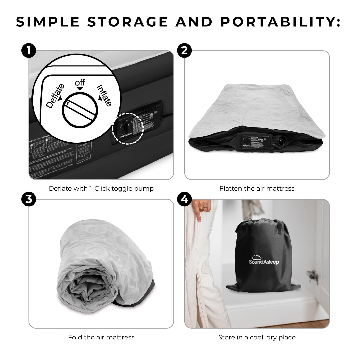 SoundAsleep Dream Series Luxury Air Mattress with ComfortCoil Technology & Built-in High Capacity Pump for Home & Camping- Double Height, Adjustable, Inflatable Blow Up, Portable - Queen Size