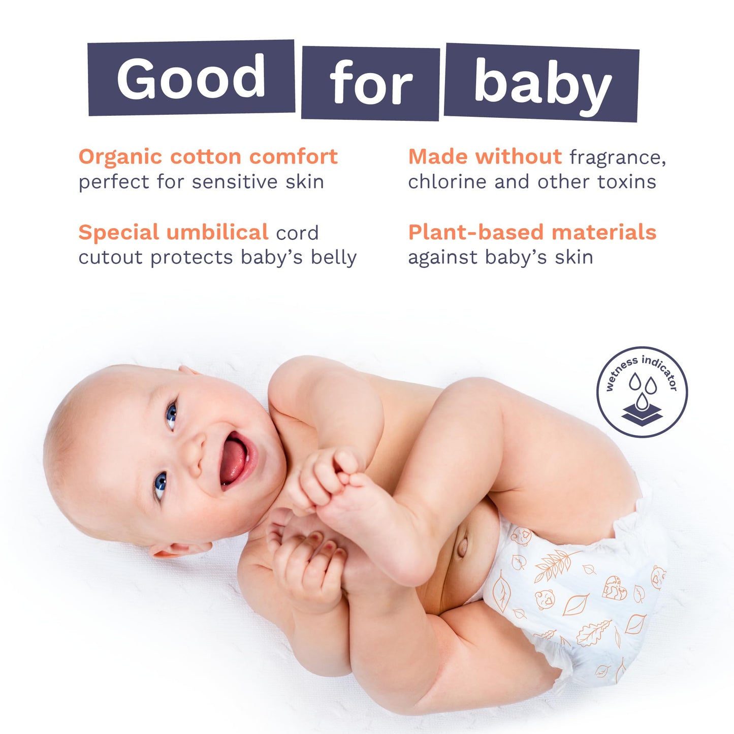 Pura Hypoallergenic Diapers, Size 1 (4-11lbs), Newborn, Totally Chlorine Free, Wetness Indicator, Suitable for Sensitive Skin, Soft Organic Cotton Comfort, Overnight, 3 Packs of 32 (96 Baby Diapers)