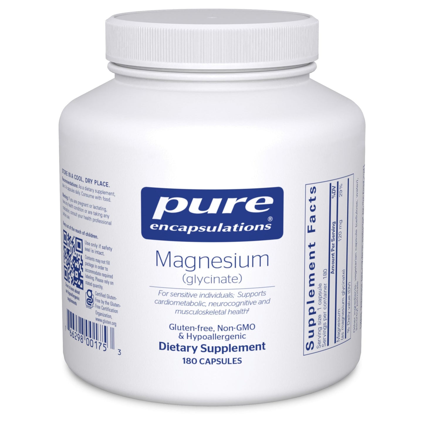 Pure Encapsulations Magnesium (Glycinate) - Supplement to Support Stress Relief, Sleep, Heart Health, Nerves, Muscles, and Metabolism* - with Magnesium Glycinate - 180 Capsules
