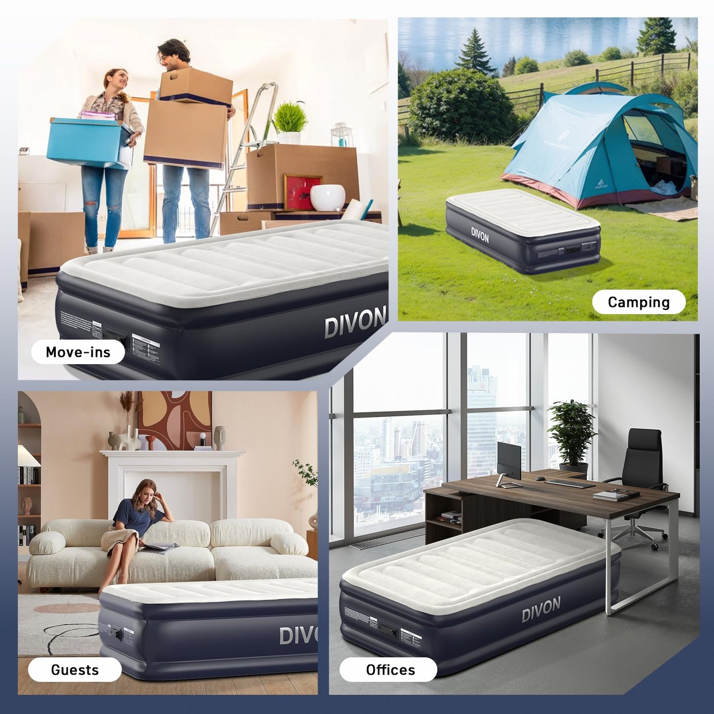 Twin Air Mattress with Built-in Pump,18''Raised Blow Up Mattress 2 Mins Self Inflation/Deflation,Upgraded Thicker Inflatable Mattress,Flocked Top Air Bed with Storage Bag for Guests,Home,Camping