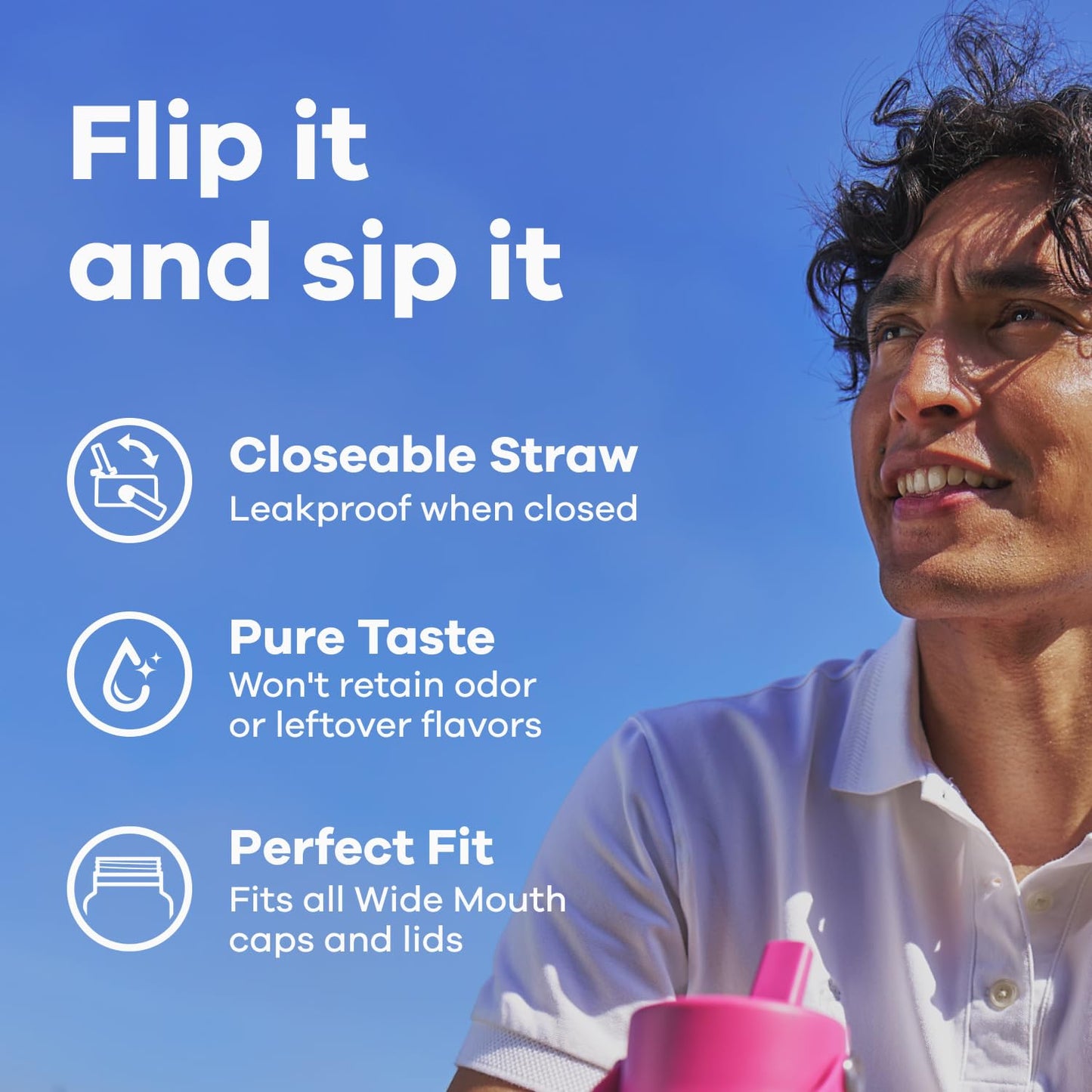 Hydro Flask Water Bottle - Insulated Stainless Steel - Wide Straw Lid, Non Spill, Leakproof in 40 Oz Reef Pink