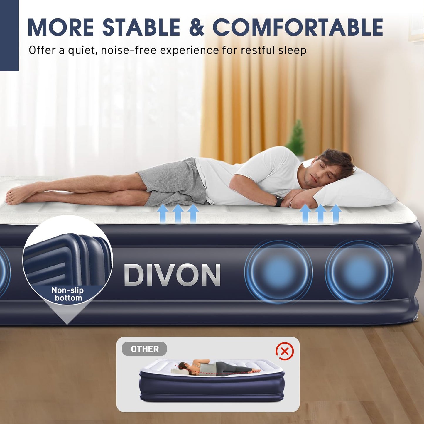 Air Mattress Full with Built in Pump,18''Raised Blow Up Mattress 2 Mins Self-Inflation/Deflation,Upgraded Thicker Inflatable Mattress,Air Bed with Storage Bag for Guests,Home,Camping,660 lbs Max