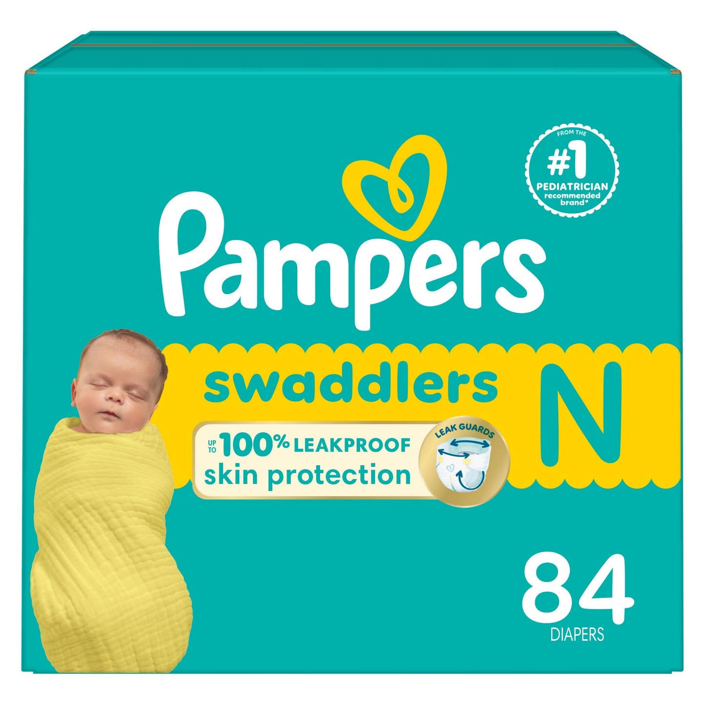 Pampers Baby Diapers - Swaddlers - Size 0, 84 Count, Ultra Absorbent Disposable Newborn Diaper
