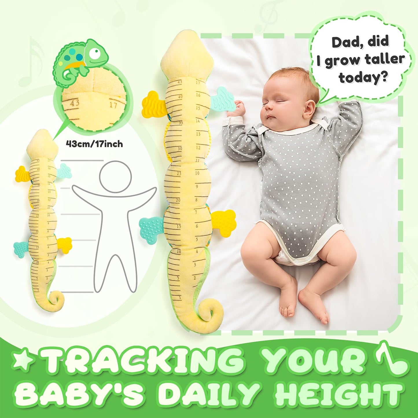 AWOTOY Baby Toys 0-6-12 Months, Musical Stuffed Animal Activity Soft Toys with Multi-Sensory Crinkle,Rattles and Textures,Infant Tummy Time Toys for Newborn Boys Girls,Dinosaur,Green